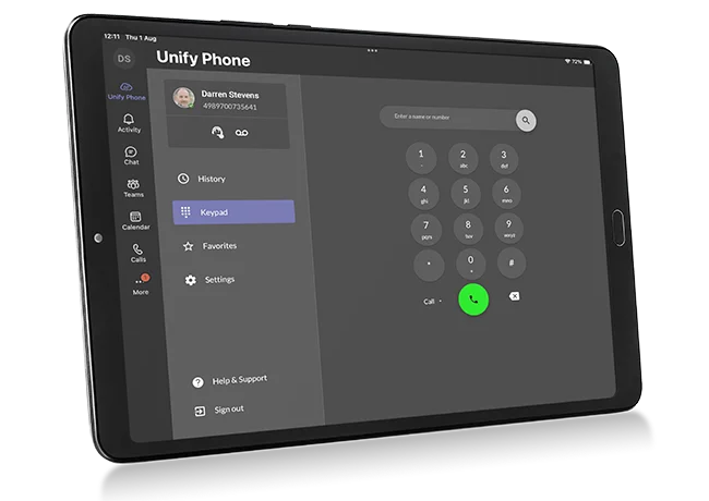 Unify Phone v aplikaciji Microsoft Teams na tablici