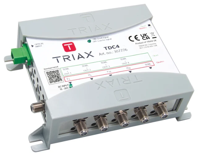 Optični sprejemnik Triax TDC4 z izhodi Quattro ali dSCR/Quad