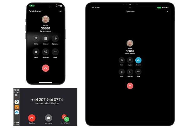 Unify Phone na telefonu iPhone, tablici iPad in v sistemu CarPlay