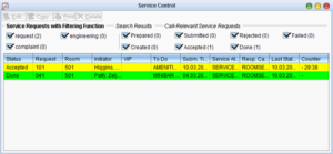 HSC service control with the status of open requests