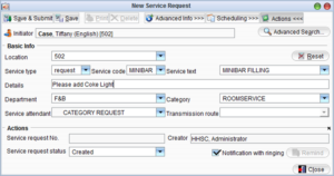 HSC new service request window