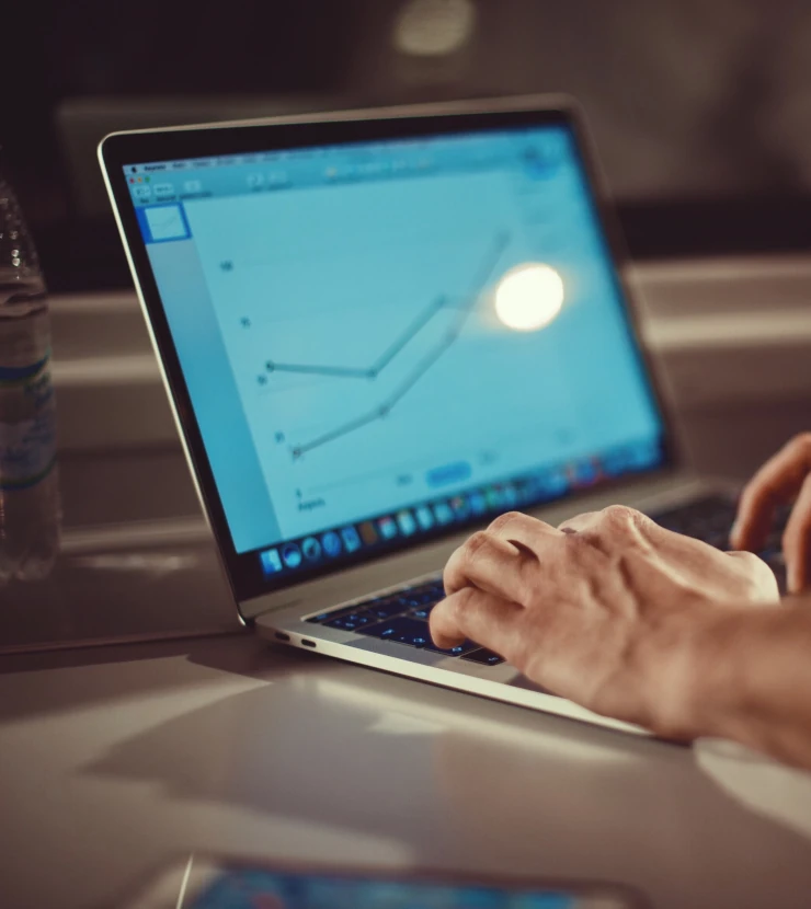 Tablet with charts on a desk